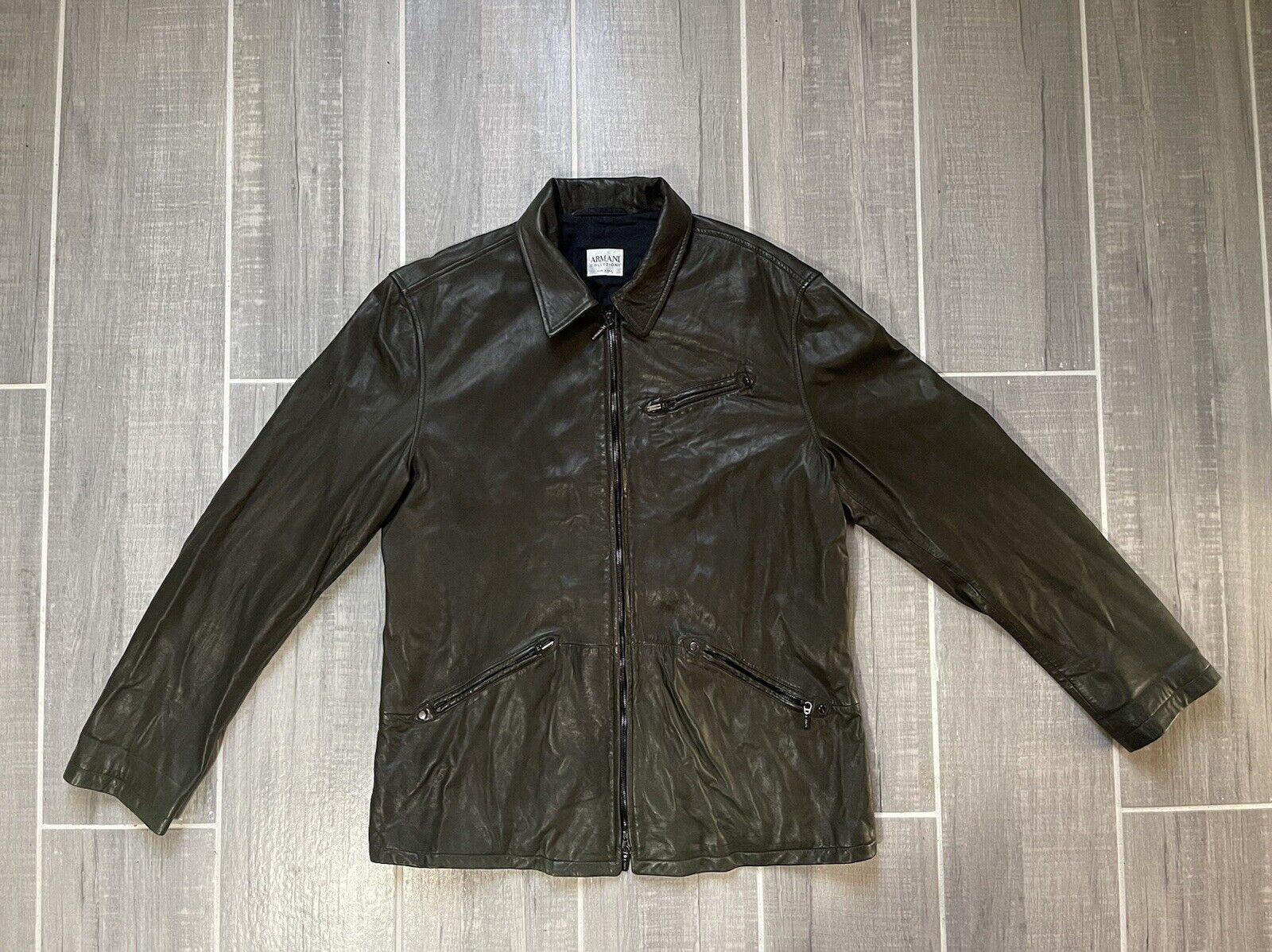 Armani Collezioni Soft lambskin Nappa leather jacket Mens Size 44 $2245