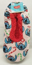 Disney Stitch Candy Canes Holiday Women's Slipper Socks OSMF/Shoe Size 7-9.5/New