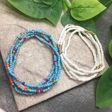 2 PC Handcrafted Waist Beads Jewelry African Bohemia Bracelets Anklet New 7231