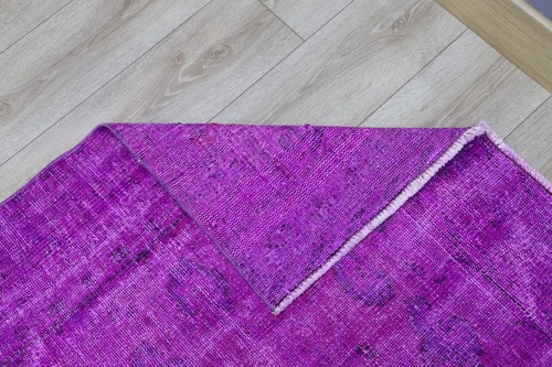 Purple Runner Rug Oushak Distressed Overdyed Hallway Lavender Carpet 3x9ft - Picture 6 of 12