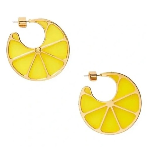 KATE SPADE Tutti Fruity Lemon Slices Hoop Earrings. Retail $80 - Picture 2 of 8