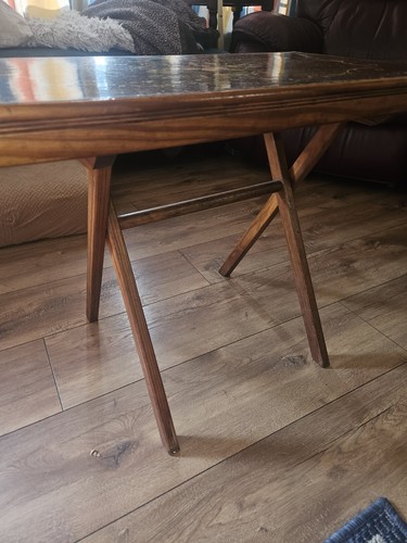 MCM Sturdy 1950s Folding Card Game Table TV Tray Solid Wood Frame - Picture 5 of 19