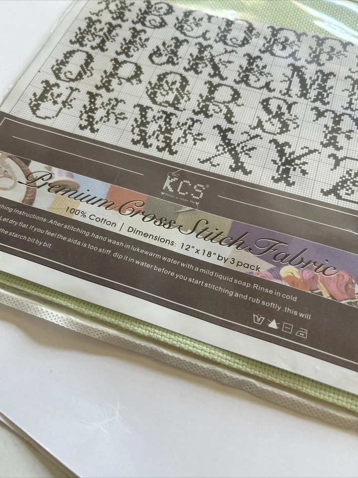 KCS 3 pack of 12" x 18" 18CT Counted 100% Cotton Aida Cloth Cross Stitch Fabric - Image 3 of 4