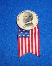 Vintage Galusha Grow Free Home for Free Men Pinback or Ribbon