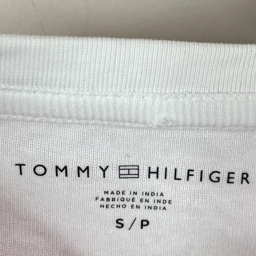 Tommy Hilfiger Shirt Top Womens Small White Pink Striped Short Sleeve V-Neck - Picture 6 of 9