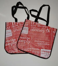 NEW LOT Of 2 Lululemon Large Reusable Shopping Bag Red
