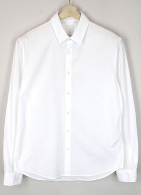 Sandro Classic Fit Formal Shirt Mens (EU) 41 Round Hem Shark Collar White