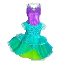 Disney Store Girls Mermaid Princess Ariel Costume Dress 9-10 w/matching Wig