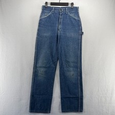 Vintage Dickies Jeans fits 29x32 Blue Faded Dark Wash Carpenter Talon Zipper 70s