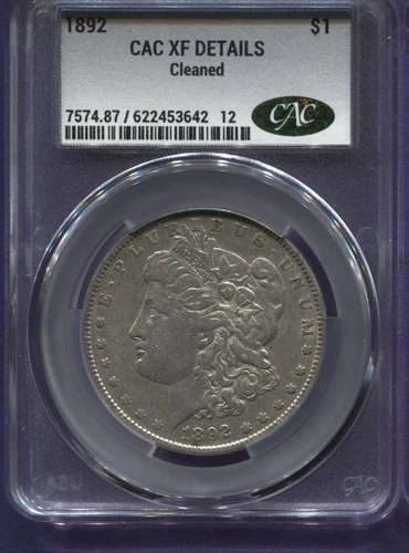 1892-P Morgan Silver Dollar, CACG XF, Details cleaned