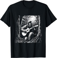 NEW Bigfoot Playing Acoustic Guitar Funny Sasquatch T-Shirt - MADE IN USA