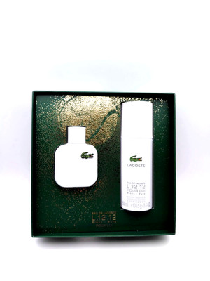 L.12.12. EAU DE LACOSTE BLANC-PURE POUR LUI MEN S FRAGRANCE 2PCS GIFT SET.