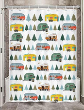 Camper Shower Curtain, Travel Trailer Bath Curtain for RV Camper, Camping Camper