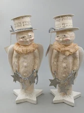 Pair of Dee Foust Bethany Lowe Angel Snowman Christmas Figures, ~20" Tall