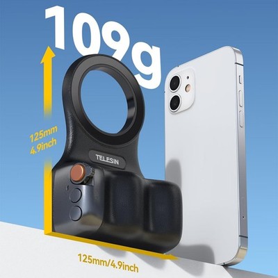 TELESIN Magnetic Phone Camera Selfie Handle Snap Shutter Grip for iPhone (Black)