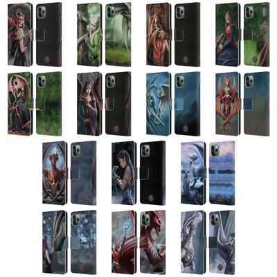 OFFICIAL ANNE STOKES DRAGON FRIENDSHIP LEATHER BOOK CASE FOR APPLE iPHONE PHONES
