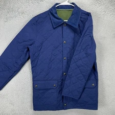 Vineyard Vines Jacket Barn Chore Coat Mens Large Blue Quilted Corduroy Collar
