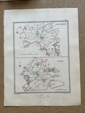 Wiltshire town maps Chippenham Calne antique hand coloured 1835