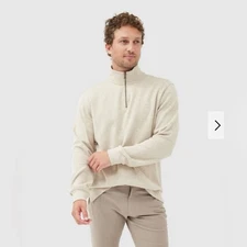 Rodd & Gunn Beige Alton Ave 1/4 Zip Cotton Sweatshirt Size Medium