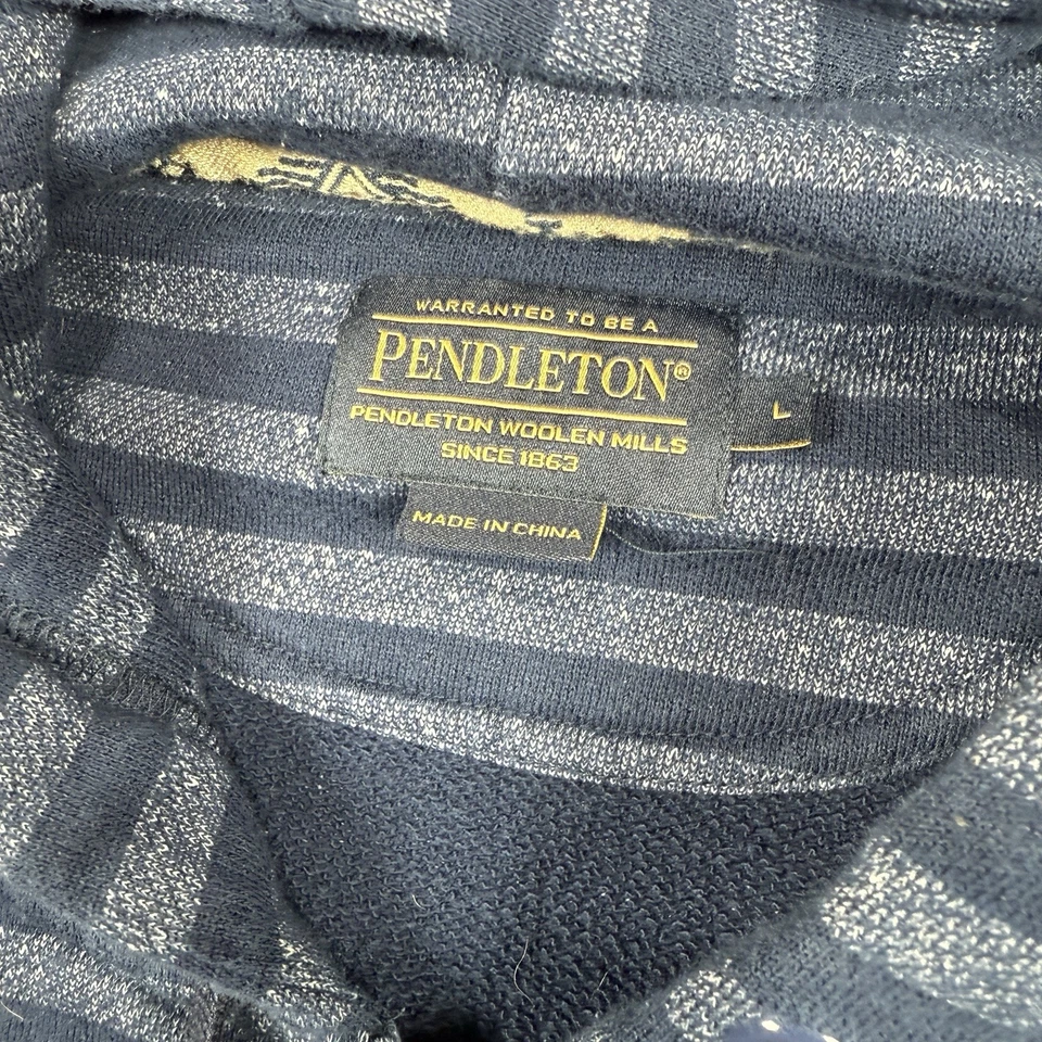 Pendleton Hoodie Mens Large Blue Stripe Zip Up Sweater - Image 3 of 4