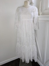 Girls White Lace Dress Sz 12/13 Wedding Communion Flower Girl Lace Fully Lined
