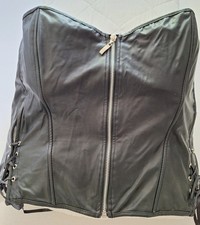 Faux Leather Corset Top Ladies Plus Size UK 18-20 5XL Black Lace Up Bustier