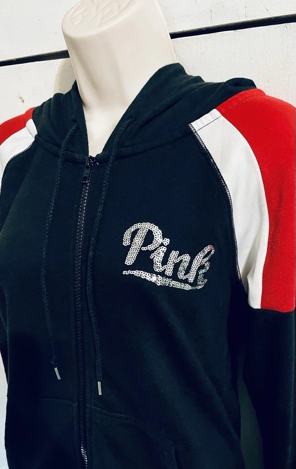Sudadera con Capucha y Jogger Y2K Victoria’s Secret ROSA Mega Bling Colorblock Talla MED Foto 2 de 4