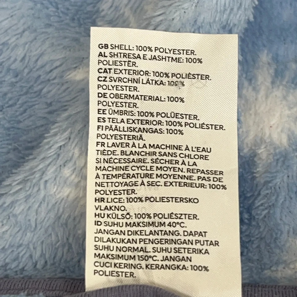H&M, peignoir, taille : 134/140, bleu/blanc, polyester, imprimé, polaire #uO3 - Photo 4/4