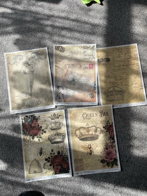 Decoupage Queen 5er Set A4 Reispapier Basteln Bienenkönigin   Motiv hübsch