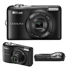 Nikon COOLPIX L30 Digital Camera Black 20.1MP 5  Optical Zoom Date/Time Stamp z8