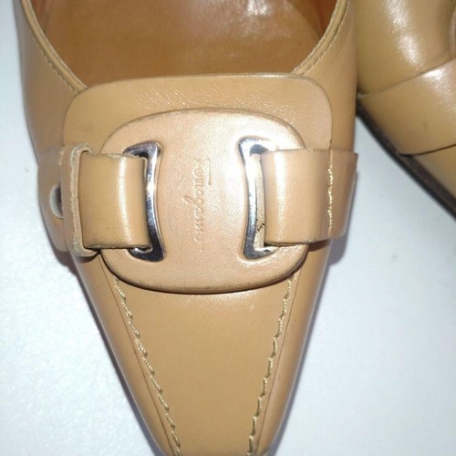 Salvatore Ferragamo Pumps Heel Vara Leather Beige 4 71421c - Picture 6 of 24