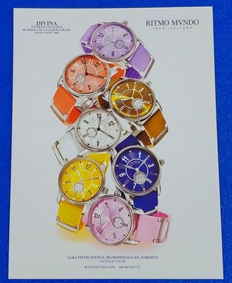 2005 RITMO MVNDO WATCH COLLECTION DIVINA SWISS MADE WRISTWATCH FASHION PRINT AD