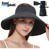 Strohhut Damen Faltbar Uv-Schutz 50 Elegant Sommerhut Breite Krempe 55-59Cm