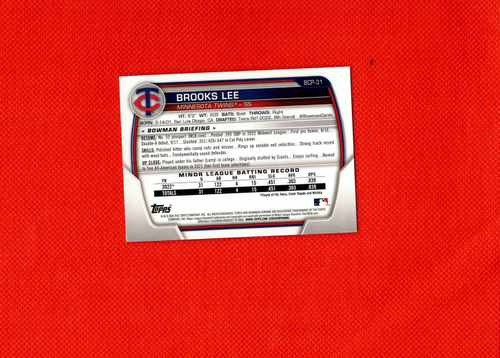 2023 Bowman Chrome--Brooks Lee #BCP-31 (RC) Base - Picture 2 of 2