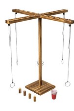 Four Player Hook Ring Toss Game, 24-Inch Height, for All Ages, by MinnARK