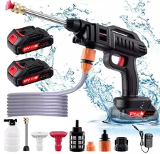 Portable Cordless Car High Pressure Washer Jet Water Wash Cleaner Gun +2 Battery
