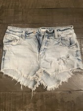 Eunina Lulu High Rise Cut Off Shortie Denim Short Size XS