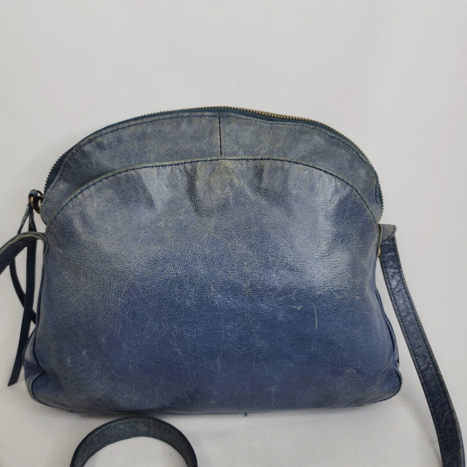 Bolso Bandolera Hobo International Azul Cuero Envejecido Cúpula Superior Cremallera Foto 3 de 4