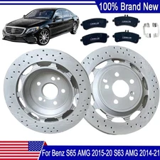 For Benz S63 AMG 2014-21 S65 AMG 2015-20 Rear Brake Pads & Rotors 2224232012
