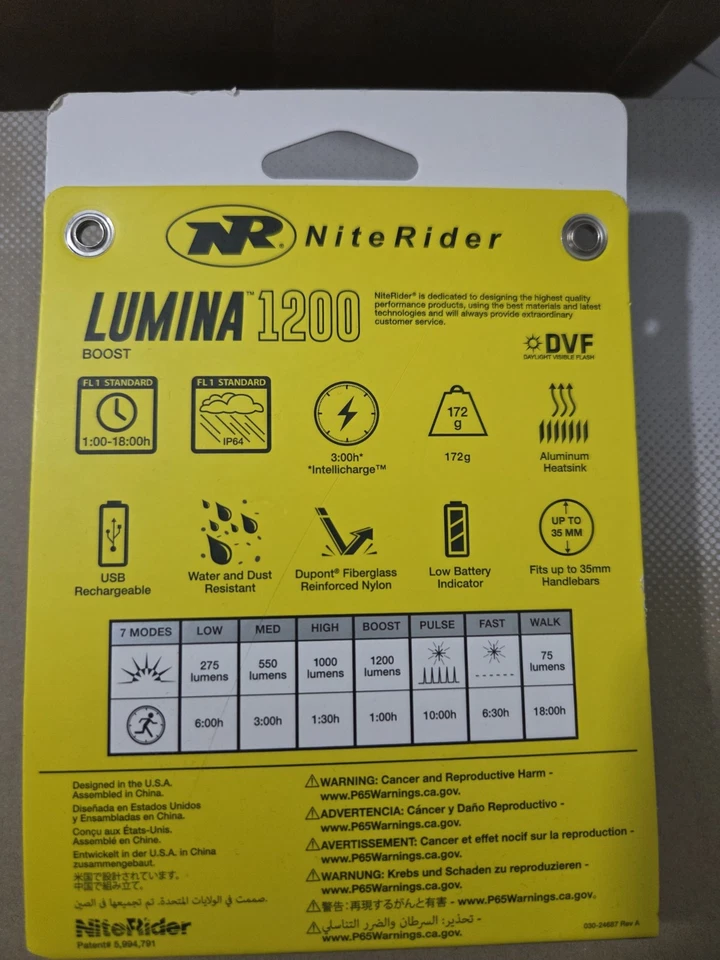 NiteRider Lumina 1200 Boost Bicycle LED Headlight 6781 NEW - Image 4 of 4