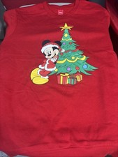 Disney Mickey Mouse Christmas Sweatshirt Men's 2XL 50-52 Red Cotton Poly New