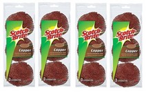 lot of 4 Scotch-Brite Scouring Pad, 3"L, Copper Coated, PK3