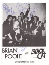 Brian Poole & Black Cat Signed Paper Photo by 6 / Autographed British Band