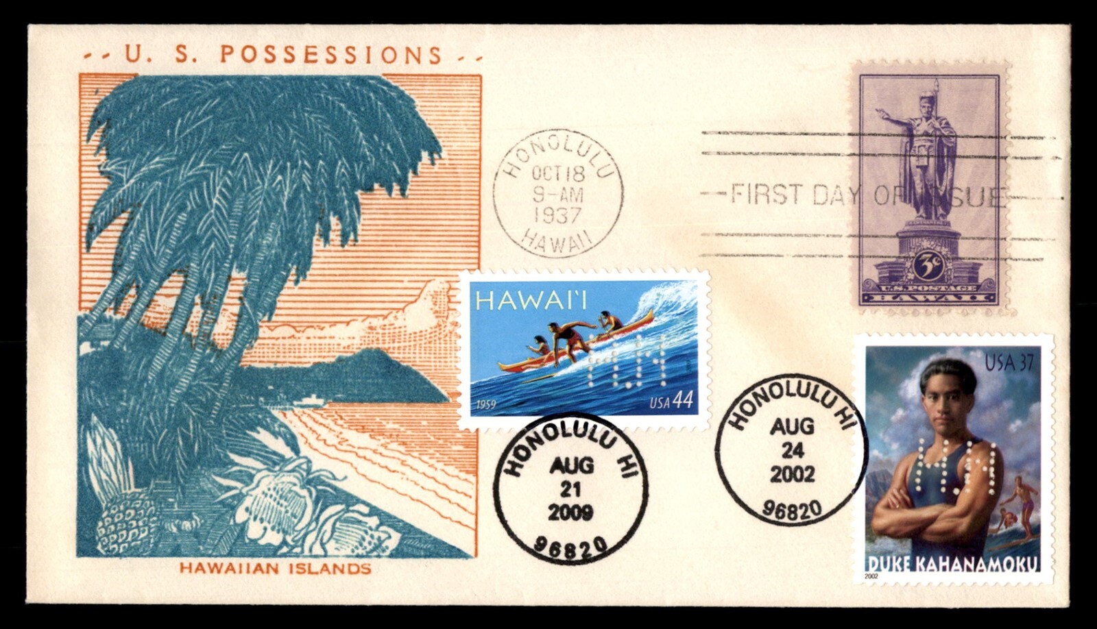 MayfairStamps US FDC 1937 Hawaii Nakano Perfin Territorial Possessions