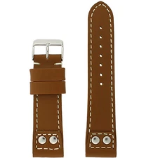Watch Band Tech Swiss Light Brown Pilot White Stitching 