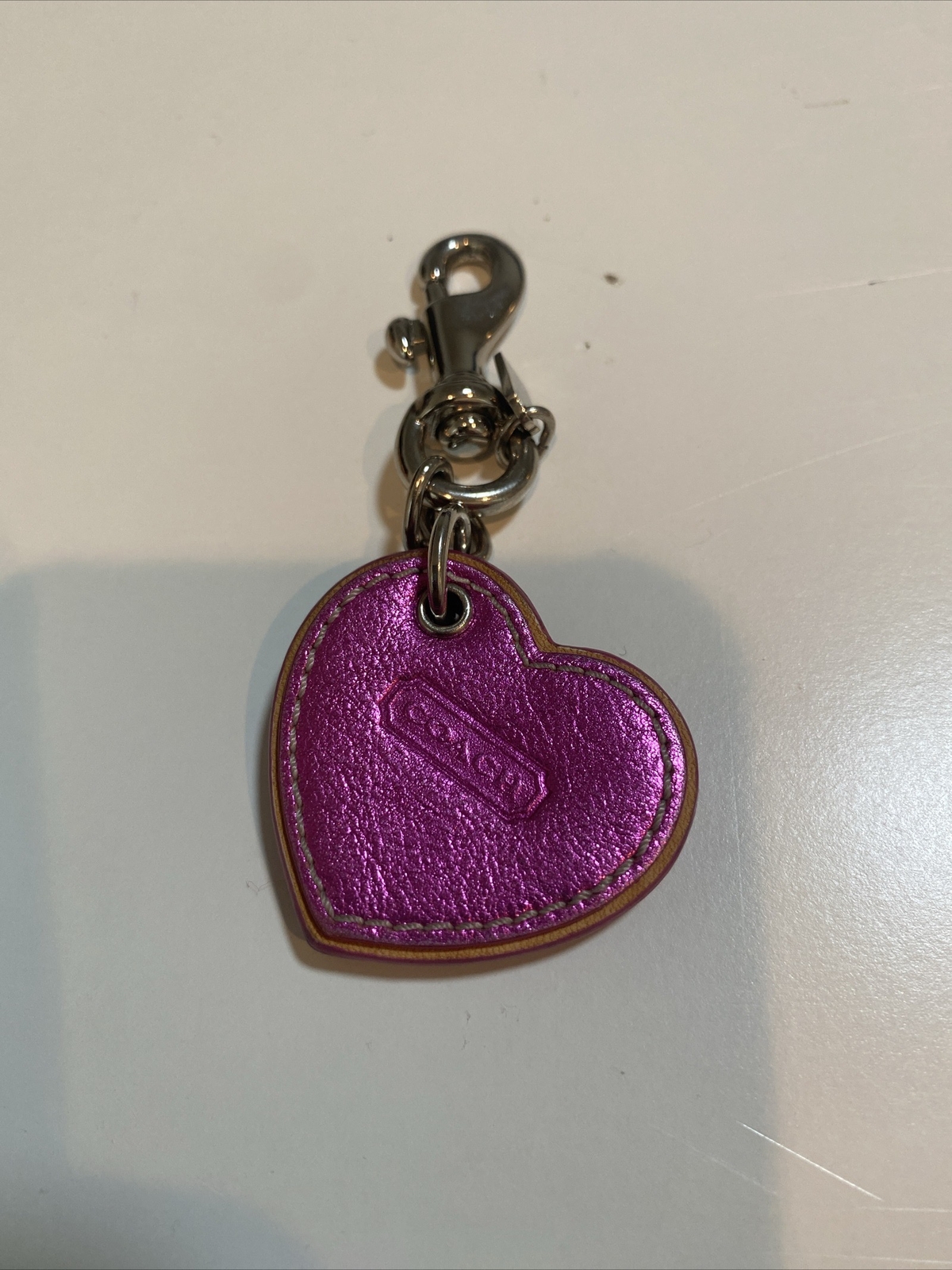 Coach Pink Heart Purse Attachment Accessory Keychain Gem