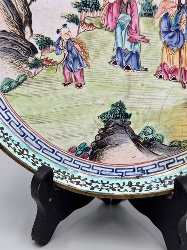 Antique 18th c Qianlong Period Chinese Canton enamel Cloisonne Plate 8" - Picture 6 of 9