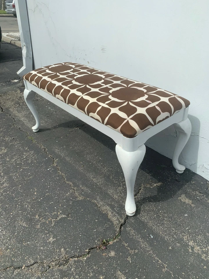 Скамейка кровать винтажные сиденья белое дерево сиденья Hollywood Regency французский провинциальный - Изображение 2 из 4