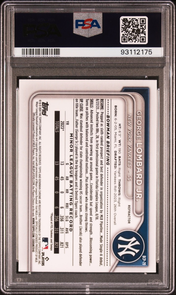 Topps - 直筆サインカード George Lombard Jr. 75枚限定 PSA 9 2024 PANINI PRIZM PRIZMATIC #25 GEORGE LOMBARD JR. PSA 9 | eBay