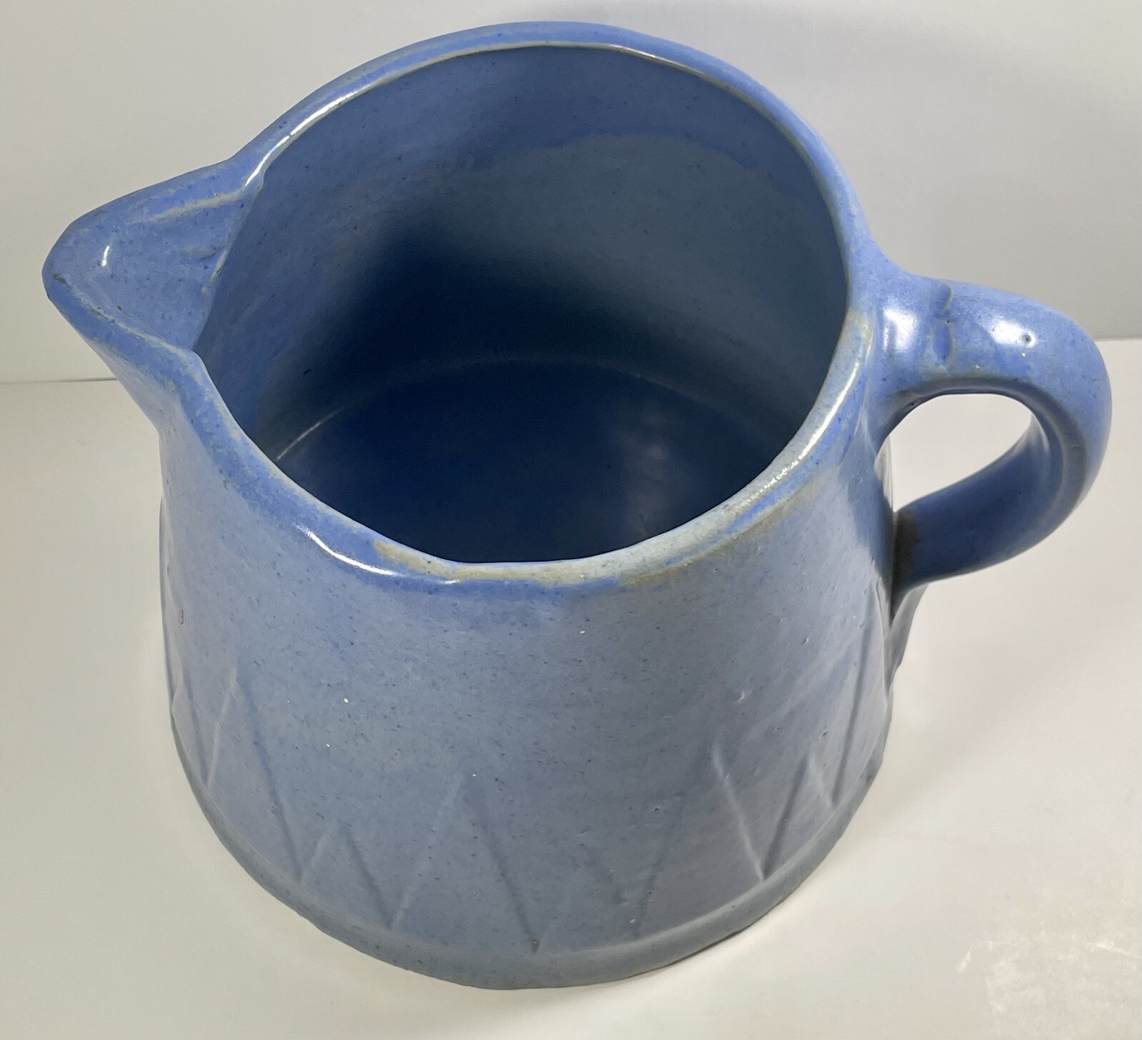RUCKELS POTTERY WHITE HALL ILLINOIS STONEWARE BLUE SAWTOOTH MILK PITCHER eBay